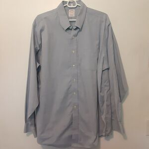 Brooks Brothers Adult Mens 17-36 Non Iron Blue Long Sleeve Button Up Shirt
